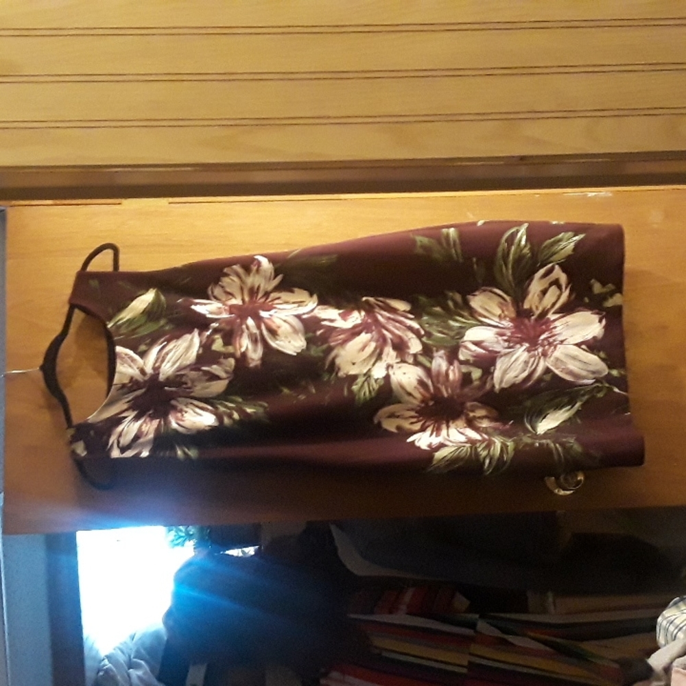 Calvin Klein Dress, size 14 Burgundy w/ white lillies